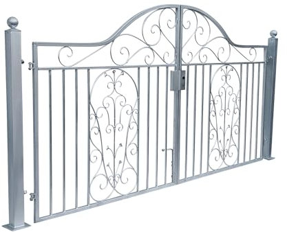 Hoftor Gartentor Tor Schmiedeeisen Pforte Metall Otello-GT300/130S P.-Set 80 Feuer Verzinkt 300 cm breit wartungsfrei