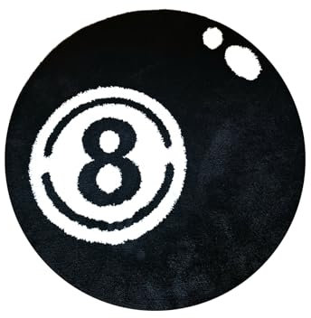8 Ball Billard Teppich,Anti-Rutsch Tufting Teppich, Rund Kinder Schlafzimmer Schwarz Rug,Einfach zu säubern Badematte, Teppich kinderzimmer Gegend Dekoratio(60 * 60CM)
