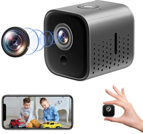 Nisanmoon WiFi Kamera, Mikro Kamera 160° Mini WiFi Kamera HD 1080P Kleine WiFi Kamera mit PIR Bewegungserkennung & Automatische Nachtsicht für Haus Sicherheit Überwachungskamera 5 Stunden Akkulaufzei