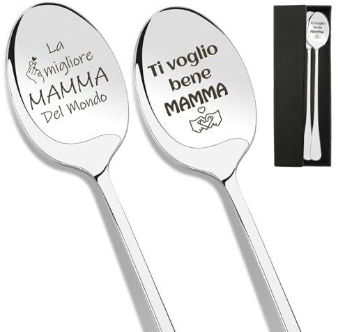 Regalo Mamma,Regalo Festa Della Mamma,Regali Festa Della Mamma,Regalo Mamma Compleanno,Regalo Mamma Natale,Regalo Natale Mamma,2PCS Cucchiaini da Caffè Acciaio Inossidabile