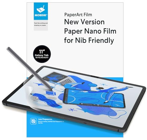 MOBDIK 2 Pack Paper Screen Protector Compatible with Samsung Galaxy Tab S9/S9 FE/S8/S7 (11 inch), Anti-Glare, Crafted for Natural Writing, with Easy Installation Kit