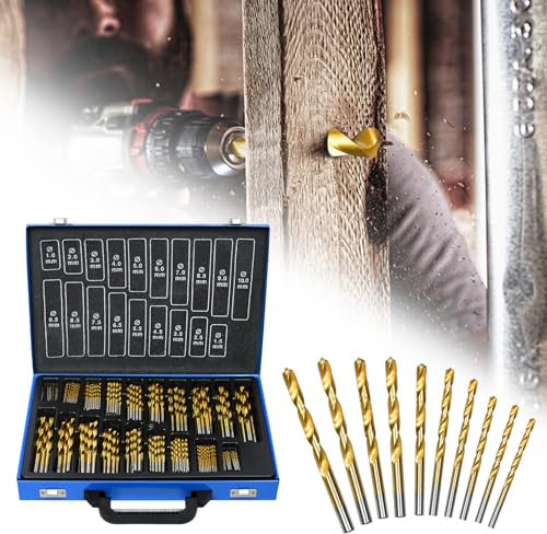 FIVMEN Bohrer Set Metall 170 Teilig Metallbohrer Set Profi Spiralbohrer Eisenbohrer Gemischt HSS Bohrerset für Holz Kunststoff Glas