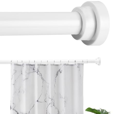 Extendable Shower Curtain Tension Rod 76-226cm,Telescopic Curtain Rod Anti-Slip, White Telescopic Rods Extendable for Kitchen Cupboard Bathroom