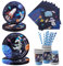 Aitsite Lot de 50 assiettes de fête spatiale astronaute pour 10 invités, vaisselle d'anniversaire spatiale, astronaute, assiettes en papier, gobelets, serviettes