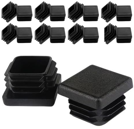 16Pcs Black Square End Cap (25mmx25mm) Plastic Tube Plug for Metal Tubing, Fences and Chair Legs Floor Protection