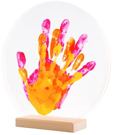 Familien Hand und Fußabdruck-Set – DIY Erinnerungsset mit 3 Plexiglasplatten – Geburtsgeschenk für Baby und Familie – Kreativset – Geschenk zur Geburt, Erinnerungen – ungiftige Acrylfarbe für Babyhaut