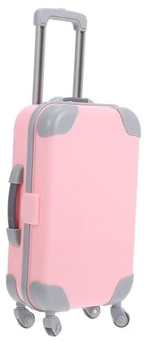 BESTonZON Puppenkoffer Modellkoffer Gepäckspielzeug Puppengepäck Spielzeugkoffer Mini-Koffer Mini Koffer deko puppenhaus Einrichtung Spielzeuge Mini-Hausaccessoire puppenhaus Koffer Abs Rosa puppenkof