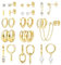 Chriscoco Gold Ohrring Sets - Damen- und Miniatur-Creolen mit Anhängern, Wasserfest, Hypoallergene, Leicht