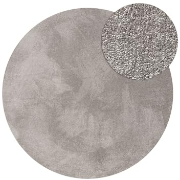 benuta Nest Waschbarer Teppich Nina - Grau 200 cm rund - Kunstfaser - rund & im Style: Uni, Minimalistisch - Pflegeleicht für Wohnzimmer Schlafzimmer