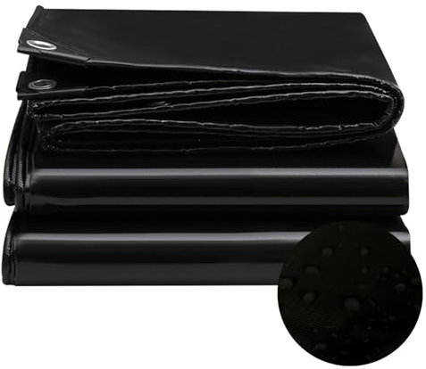 Gewebeplane Grün Abdeckplane 1.8 x 4.5 m 500 G/M² mit Ösen mit Zusätzlicher Eckverstärkung Gartenplane Tarnplane Plane für Gartenmöbel, Pool, Auto, Trampolin, Schwarz