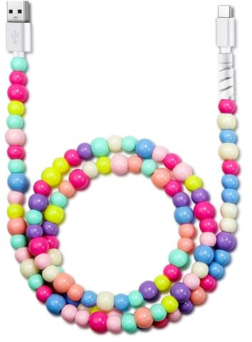 Coolden USB C Ladekabel für iPhone 16 15 Pro USB C Kabel 1M 3.1A USB C Schnellladekabel Bunte Perlen USB A auf USB C Ladekabel Schnellladung für iPhone 16 Pro 15 Pro Max 17 ProTyp C Ladekabel