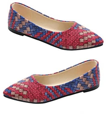 SOIMISS Pointed Toe Flat Shoes Women Ballet Flats Casual Pu Comfortable Slip-on Four Seasons Pumps Red Size 40