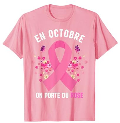 Ruban Rose octobre 2024 cancer du sein En Octobre On Porte T-Shirt