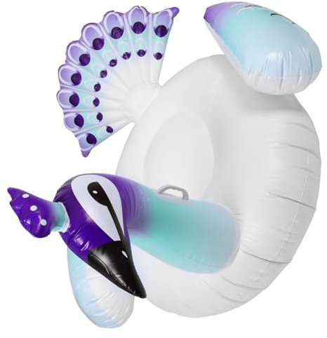 Milisten Aufblasbarer Pfau Pool Liegestuhl Schwimmender Sessel Für Erwachsene Strand PVC Schwimmzubehör Sommerparty Dekoration