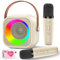 Karaoke Machine for Kids Adults, Portable Bluetooth Mini Karaoke Microphone Singing Speaker with 2 Wireless Mic and Light,Toys for All Smartphones,Birthday, Family,Home Party
