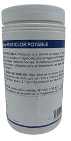 RESTICLOR: Reductor de Cloro para la desinfección del Agua de Consumo y Piscina. Bote 1.8 kg