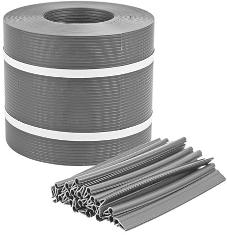 Sichtschutzstreifen 740g/m² - steingrau (RAL 7030) | 10x Einzelstreifen | Sichtschutz für Doppelstabmattenzaun | 25,5m x 19cm + 20 Clips | Befestigung auch ohne Clips möglich
