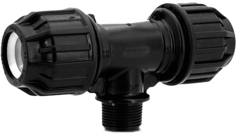 H2O-Flex® Black Edition 32 er PP Fitting T-Stück mit 1 AG DVGW Klemmverbinder 32mm T Verschraubung mit 1 Zoll Aussengewinde für PE Rohr Adapter Verbinder mit AG
