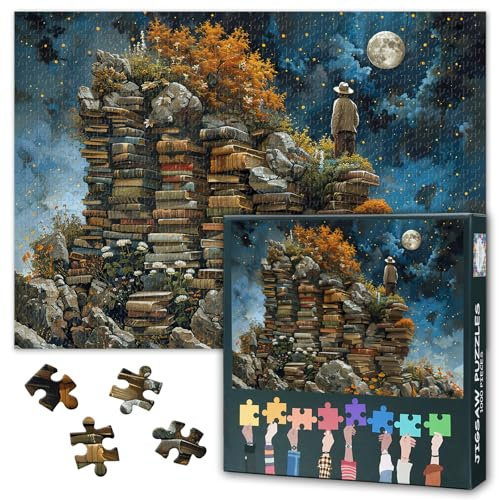 Jigsaw Puzzles for Adults 1000 Book Mountain Jigsaw Puzzle Adult Puzzle Book Mountain 1000 Piece Puzzles for Adults Educational Games Gifts, 50x70cm