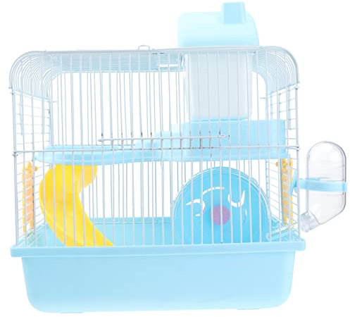 Doppelwandiger Hamsterkäfig mit Zwei Ebenen und Zubehör, Blau