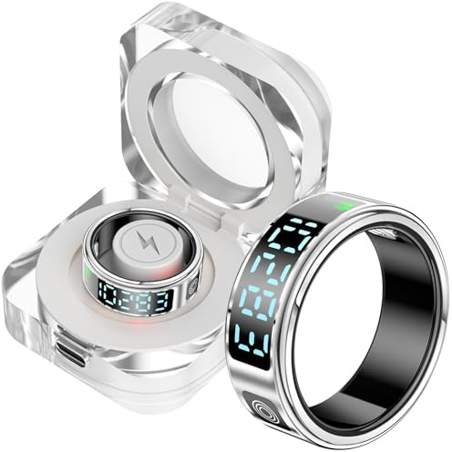 findtime Smart Ring Touch Fitness Ring Tracker Smartringe für Herren Damen Smartring Android iOS Schlaftracker Schrittzähler Herzfrequnz SpO2 Wasserdicht Scrolling Ring Aktivitätstracker Zeit