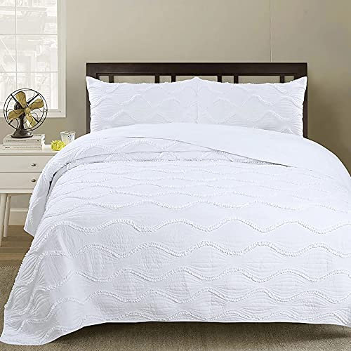 Steppdeckenset Queen Size - 3-Teilig, Einfarbig, Dreidimensionale Stickerei, Tagesdecke Aus Mikrofaser, Wendbare Tagesdecke, Bequem Und Weich, Leichte Bettdecke, Gemusterte Bettwäsche, Ganzjahres-Ste