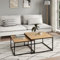 Couchtisch 2er Set quadratisch aus Holz, Wohnzimmertisch Modern, Beistelltisch Set 2 in 1 mit Metallgestell für Wohnzimmer Büro Beistelltisch Loft Design Twin | Eiche hell
