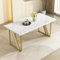 A ALFRESCOOL Moderner Esstisch Weiß mit Marmoroptik – 160x80 cm Esstisch für Esszimmer und Küche Weiß+Gold