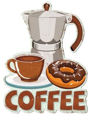 WADORN Vintage Caffè Cartello In Metallo, 28x37cm Divertente Cartello In Metallo per Bar Tazza Da Poster Da Parete Targa per Angolo Caffè Stazione