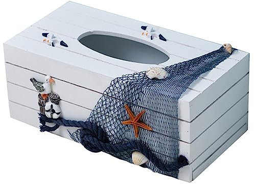 ABOOFAN Kasten Taschentuchbox Ozeanwind rustikal mit Tissue-Boxen Küsten für nautisch wohnaccessoires tischdeko esstisch Tischdekoration Stoffbezug rechteckig mediterranes Harz