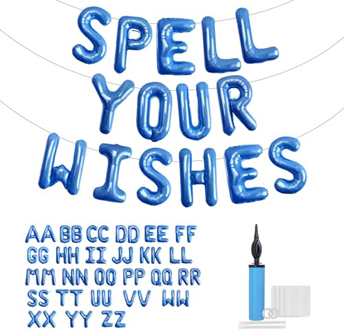 52 palloncini con lettere dell'alfabeto, dalla A alla Z, personalizzabili, per compleanni, baby shower, feste di nozze (blu)