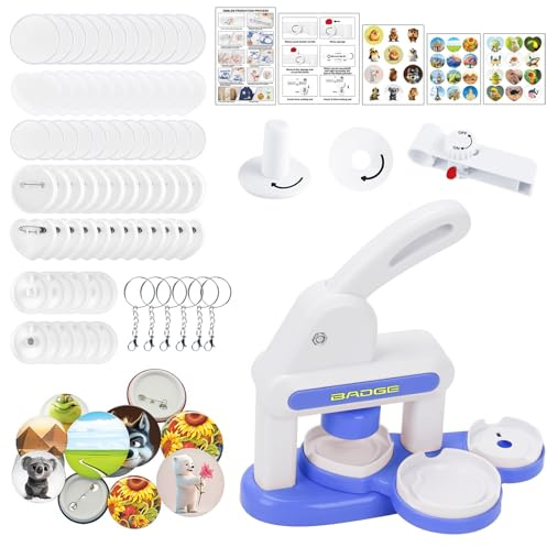 Buttonmaschine Magnete, ABS Pin Machine Maker Button Maschine Set Magnet | Button Maker Machine Kit mit Zeichnungen, Abzeichen und Schneidwerkzeugen, für Partygeschenke DIY Kreation (Blau)