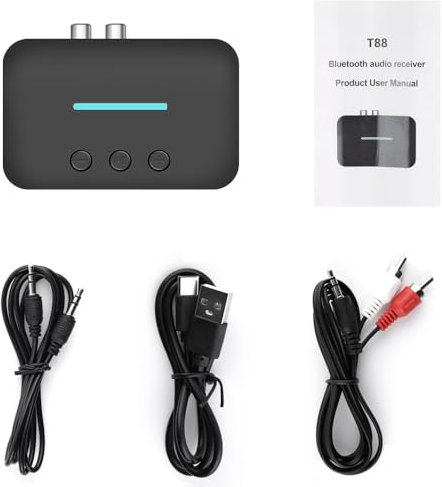 BAAQII Adaptateur récepteur audio USB Bluetooth 5.3 sans fil 3,5 mm AUX R/L RCA Support U-Disk Lecture pour haut-parleur de bureau Amp