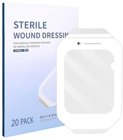Apósitos con película transparente 10 x 12 cm - Tiritas impermeables para ducha y tatuajes - Fuerte adhesión para IV - Paquete de 20 unidades