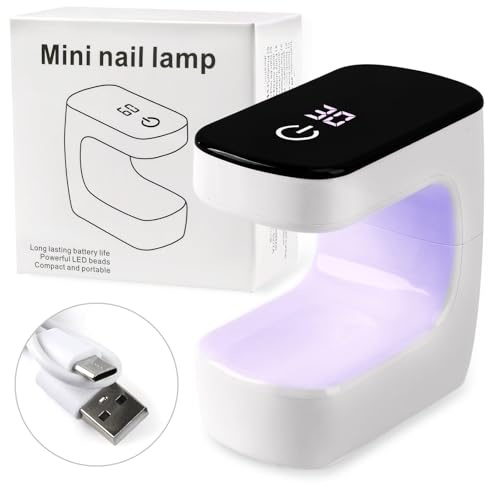 ANGNYA Mini UV Nail Lamp Rechargeable ，Portable Gel Polish Dryer with 30s/60s Timer, USB-Powered Travel Nail Light for DIY Manicure at Home/Salon, Cures All LED/UV Gel Nail Polish