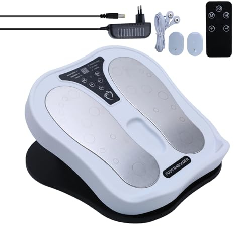 EMS-Elektrisches Fußmassagegerät mit Wärmefunktion für Zuhause,Büro | 15 Modi, 9 Winkel Einstellbar, Schmerzlinderung, Durchblutung Fördern, USB-Aufladbar, Tragbar, für Füße & Beine