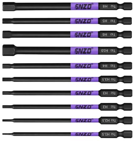 Allen Key Set, Hex Bit Set with Long Screwdriver Bits, Imperial Allen Key Set for Professional and DIY Use, 10-Piece Hex Key Set with 100mm Single End Design