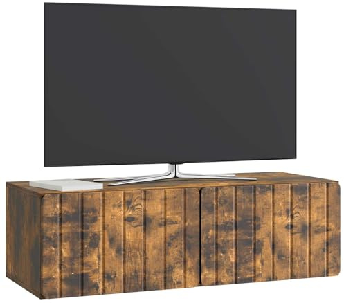 vidaXL Wandmontierter TV-Schrank Geräucherte Eiche 98 x 41 x 30 cm, Wohzimmer, rechteckiger, moderner Wandschrank, stylischer TV-Ständer, viel Stauraum für Dein Zuhause