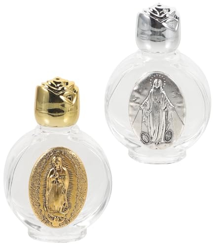 Botella de Agua Decorativa de Vidrio en Relieve, 2 Piezas | Sellado Portátil, Acabado Delicado Patrón Floral, para Hogar y Fiestas