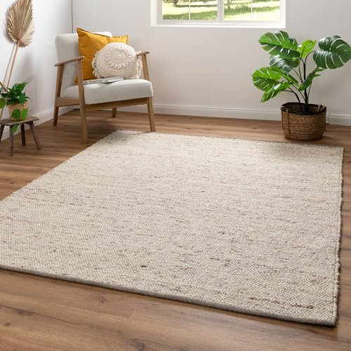 Steffensmeier Handwebteppich Benin aus 100% Schurwolle in Beige, mit Fusselstopp, Größe: 250x290 cm