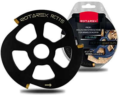 ROTAREX Schleifscheibe für Winkelschleifer 115 mm - Holschnitzscheibe mit Hartmetallklinge und Titan-Schrauben