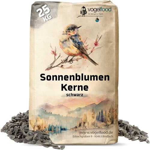 Vogelfood 25 KG Schwarze Sonnenblumenkerne Winterstreu Streufutter von Samore GmbH Vogelfutter