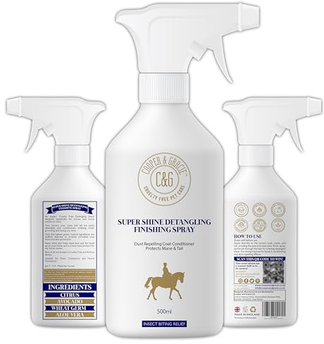 C&G Pets Spray districante per cavalli, con ingredienti naturali, protegge la coda di criniera, dona lucentezza naturale, districante e nutre la pelle dei capelli (500 ml)
