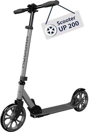 HUDORA Scooter Up 200 - Geräuscharmer Aluminium-Roller für bis zu 100kg - Höhenverstellbarer & zusammenklappbarer Tretroller - Ruckelfreier Kick-Scooter für Kinder/Jugendliche & Erwachsene