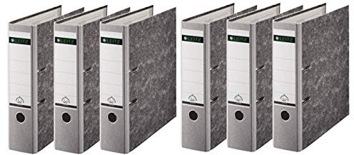 Leitz Qualitäts-Ordner, Wolkenmarmor-Papier, A4 (6er Pack | Breit, Grau)