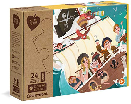 Clementoni 20258 Maxi Play for Future Yo Ho Ho – Puzzle 24 Teile ab 3 Jahren, Kinderpuzzle aus recyceltem & recycelbarem Material, Denkspiel für Kinder