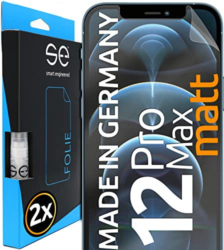2x se® 3D SCHUTZFOLIE Entspiegelt für Apple iPhone 12 Pro Max,Anti-Staub, 100% Fingerabdruck & FaceID kompatibel, einfache blasenfreie Installation, Ultra-Klar, Stoß-Kratzfest, aus Deutschland