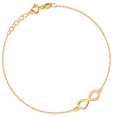 Maverton Infinity Armband Gold mit Unendlichkeitszeichen + personalisierte Geschenkbox mit Gravur - Armkette mit Unendlichkeitssymbol für Frauen - Länge: 16-19 cm - 8 oder 14 Karat - 8 Karat