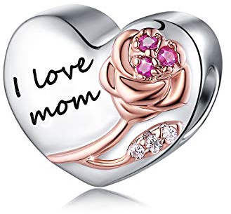 FOREVER QUEEN I love you Charm-Anhänger für Armband, 925er Sterlingsilber, Liebesherz, Rotgold, Charm-Perle für Armband, Schmuck, Geschenk für Liebhaber, mit Box, Silber, Zirkonia