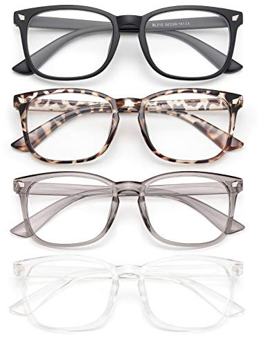 Gaoye 4-Pack Blue Light Blocking Glasses Fashion Square Fake Nerd Eyeglasses Frame Anti UV Ray Filter Computer Gaming Glasses